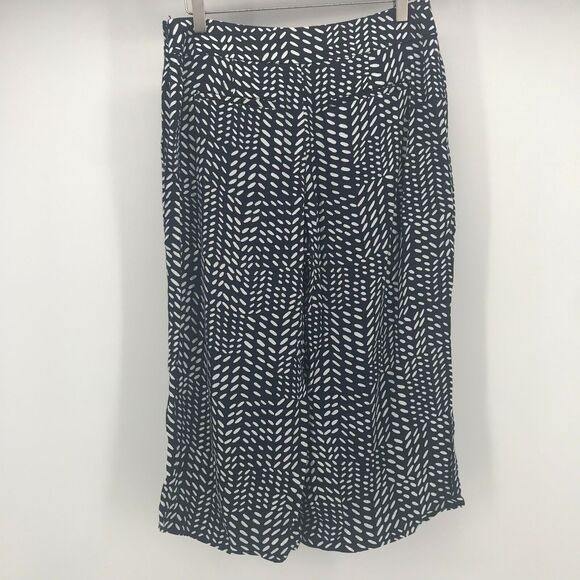 Ann Taylor LOFT Crop Pant Womens 6P 6 Petite Navy White Wide Leg Side Zip - Picture 4 of 11
